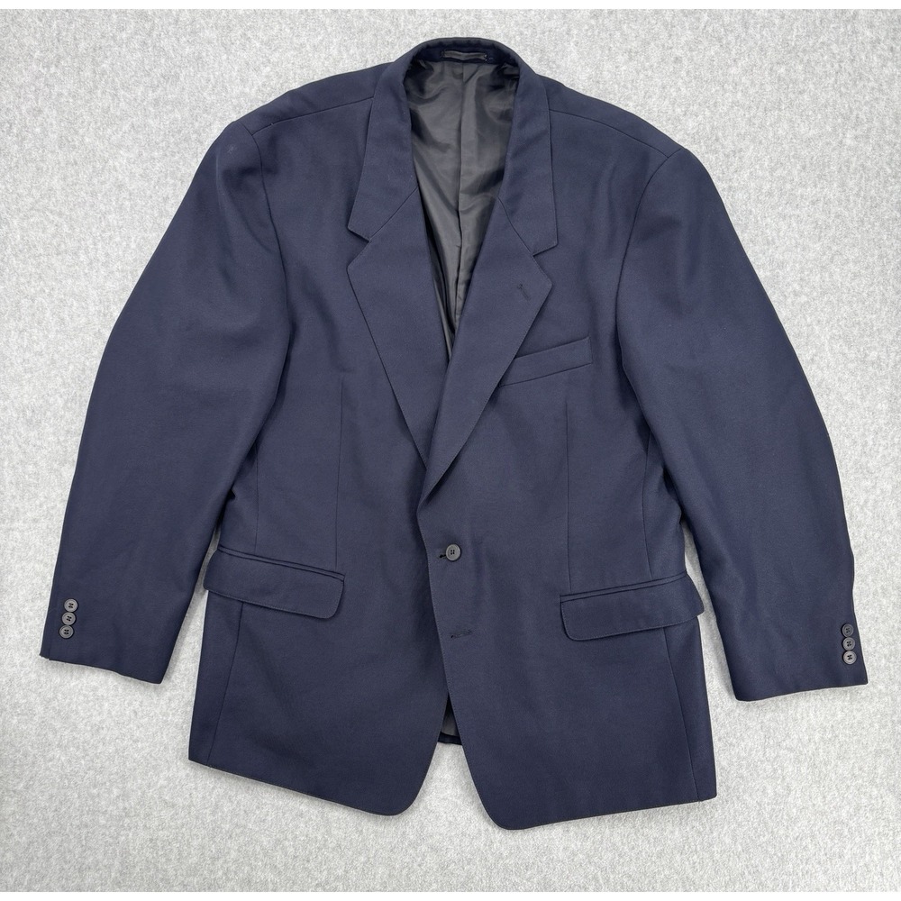 Willabee & Ward Navy Sport Coat Blazer‎ 2 Button Poly Cotton Romania Men's 46R